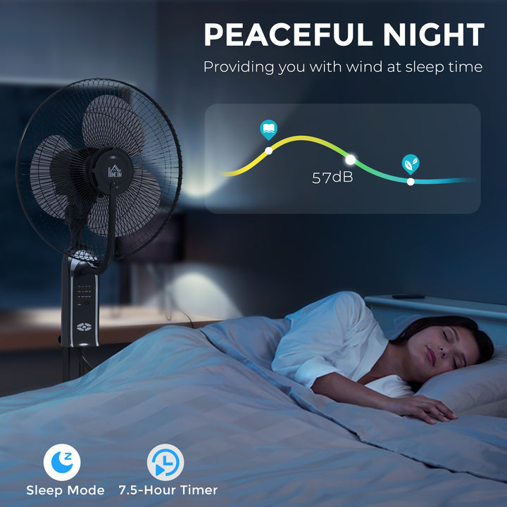 Pedestal Fan with Water Mist Spray, Spray Misting Fan with 70° Oscillation, Tilt Head, 3 Speeds, 3 Modes, Adjustable Mist, 3.2L Water Tank, for Home, 120 cm