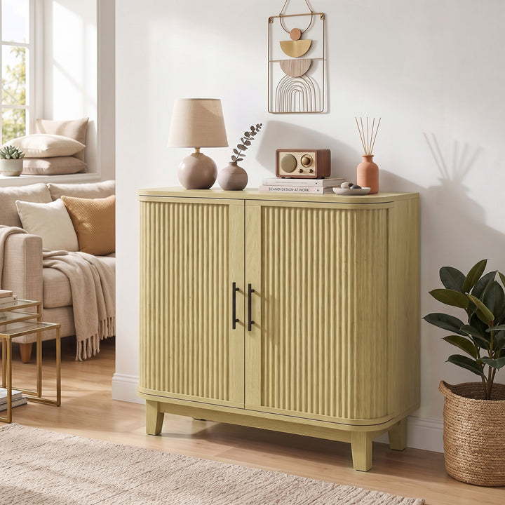 80cm Sideboard Buffet Cabinet, Storage Cabinet with 2 Curved Doors - view 2