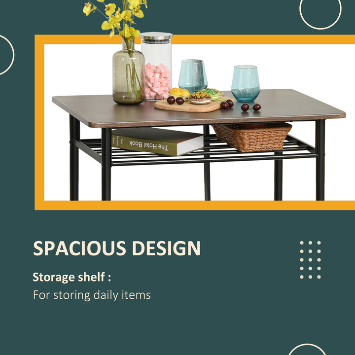 Bar Table Set, Bar Table and Stools Set, Footrest and Storage Shelf, for Kitchen, Dining Room, Pub, Cafe, Black and Oak