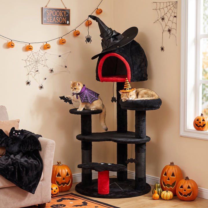 Gothic Cat Tree, 155cm Cat Tower for Indoor Kittens, Multi-Level Stabl
