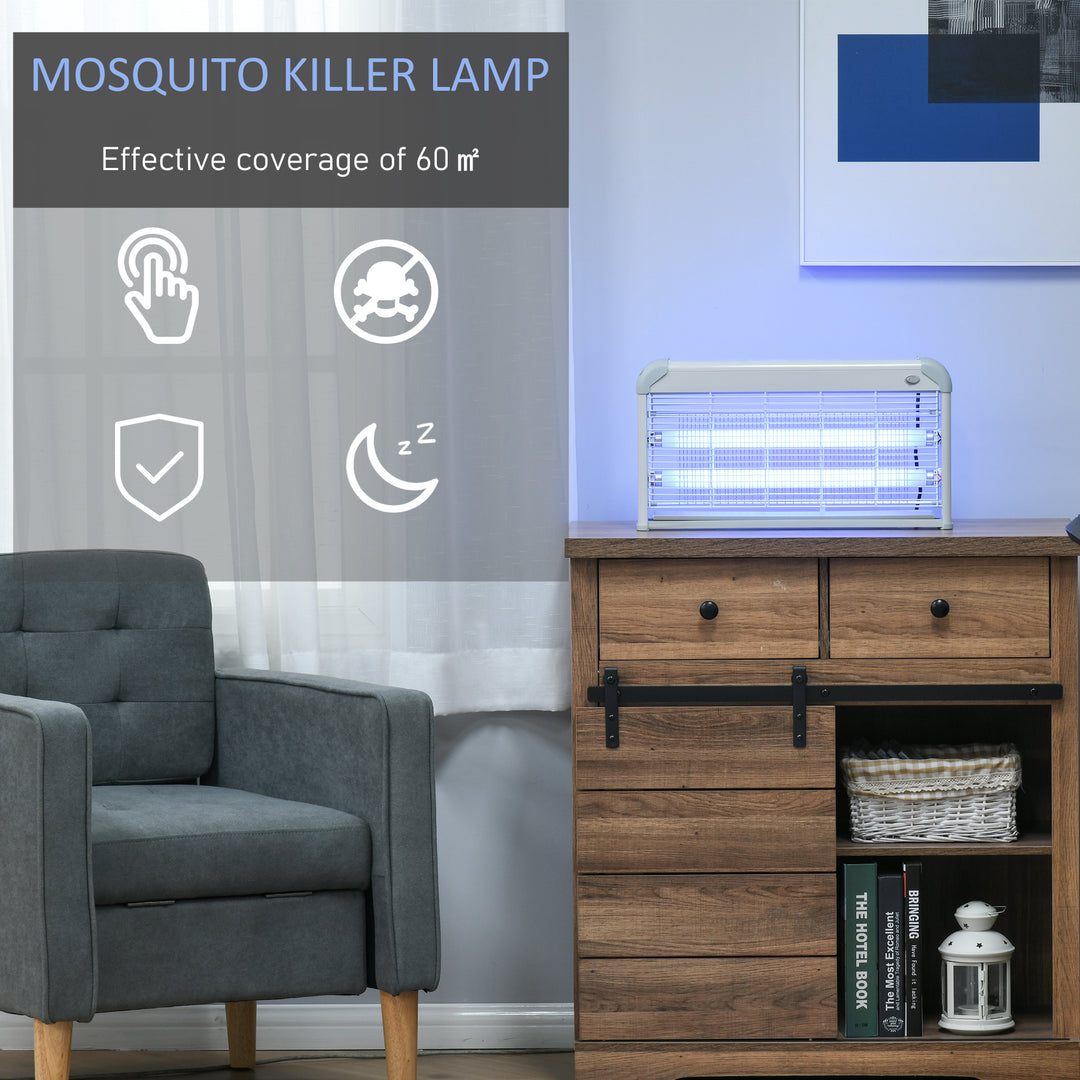 Wall Hanging Bug Zapper, 30W Electric Fly Zapper Mosquito Killer, 60㎡ Coverage Insect Killer, Indoor Outdoor Use, Grey