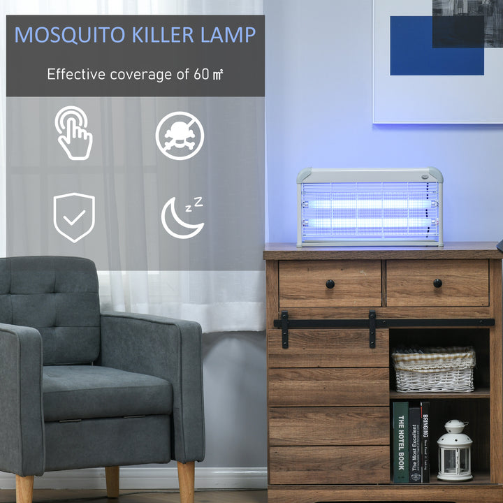 Wall Hanging Bug Zapper, 30W Electric Fly Zapper Mosquito Killer, 60㎡ Coverage Insect Killer, Indoor Outdoor Use, Grey