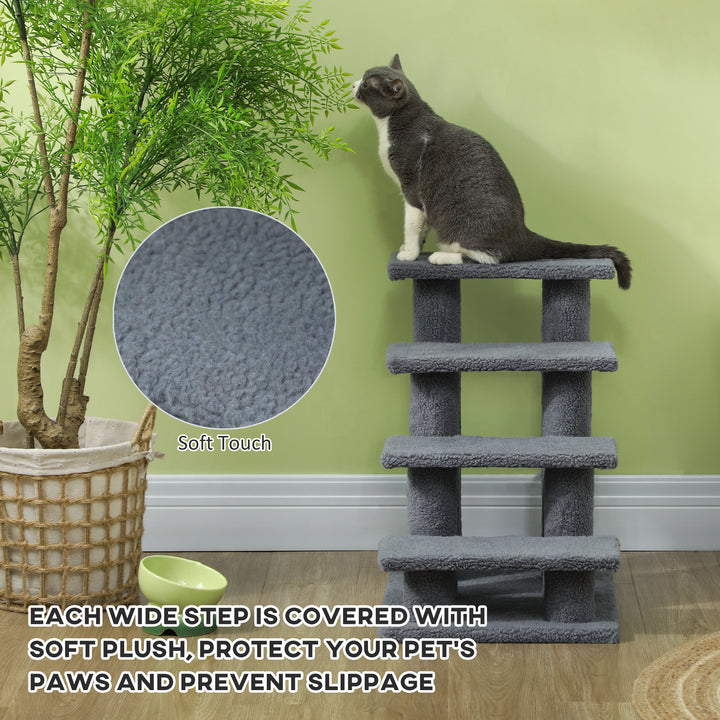 Dog Steps for Bed 4 Step Pet Stairs for Sofa Dog Cat Climb Ladder 63x43x60 cm Grey