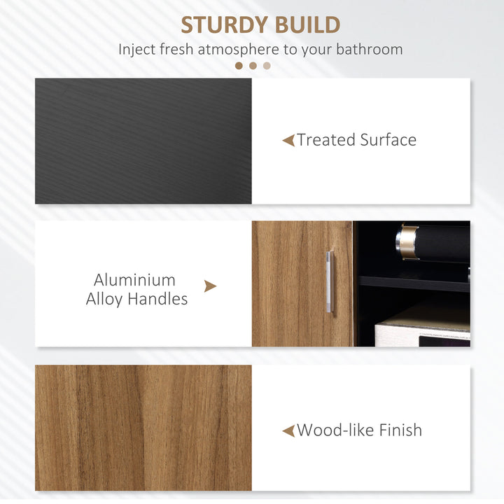 MCL TV Cabinet Unit for TVs up to 50'' with Storage Shelf and Cupboards, Living Room Entertainment Center Media Console, Black and Walnut