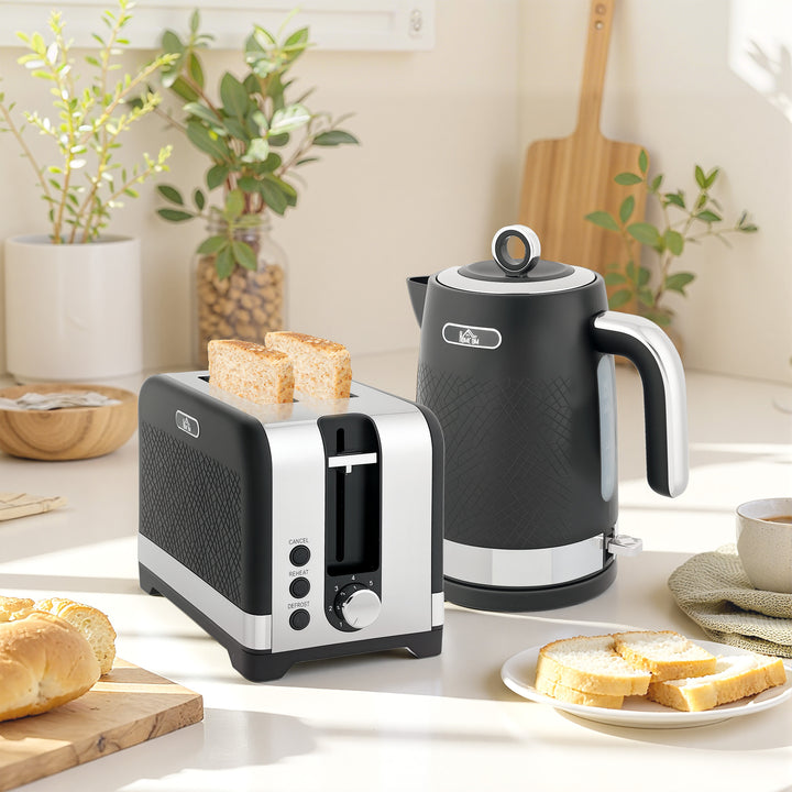 MCL Sleek Textured Kettle and Toaster Set - Black