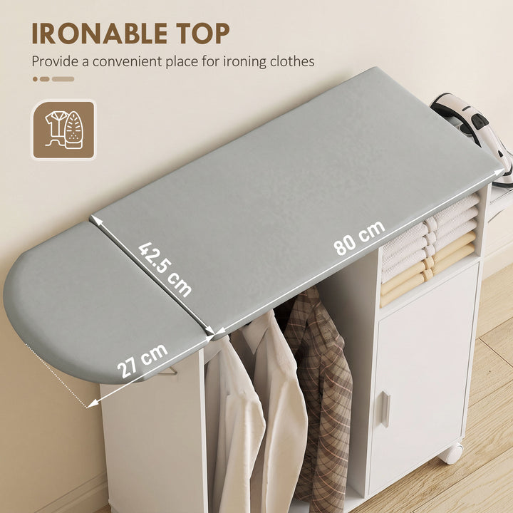 Rolling Ironing Board Cabinet, Foldable Ironing Station with Storage - view 4