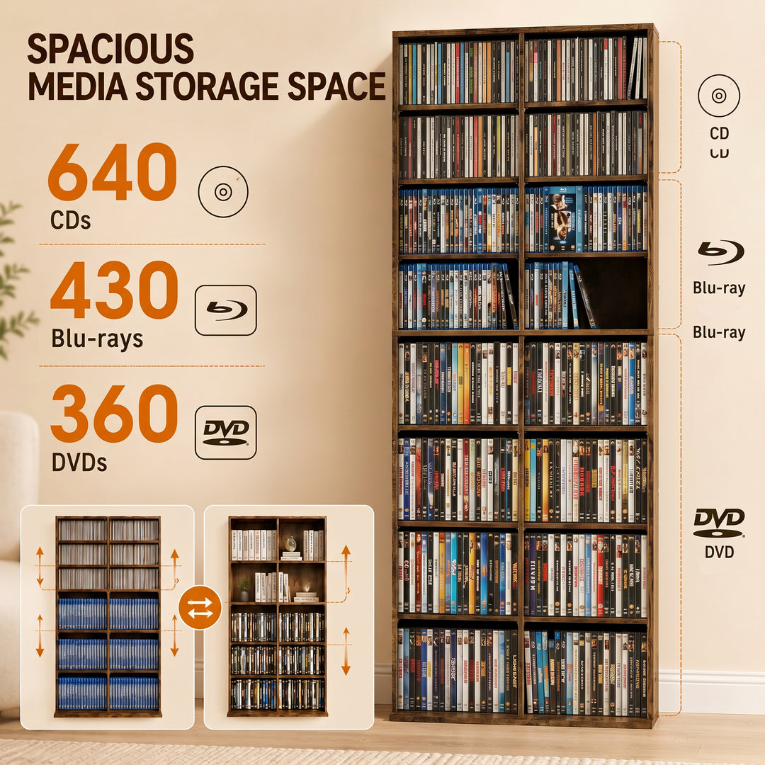 640 CD Storage Tower - Rustic Brown
