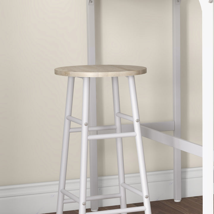 3 Piece Bar Table Set with 2 Stools, Industrial Bar Table and Stool, D