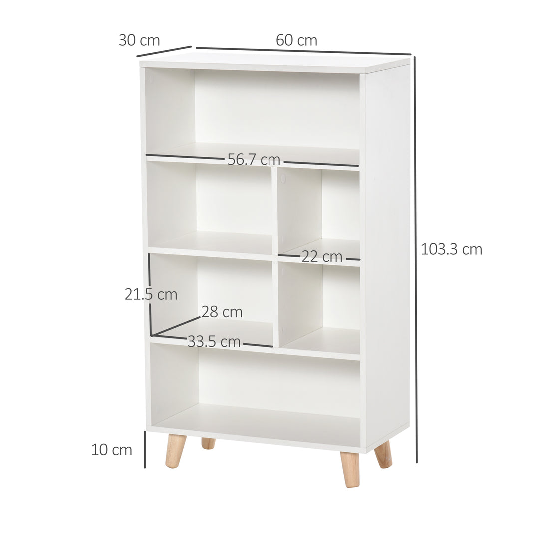 HOMCOM Bookcase Modern Bookshelf Display Cabinet Cube Storage Unit for Home Office Living Room Study White