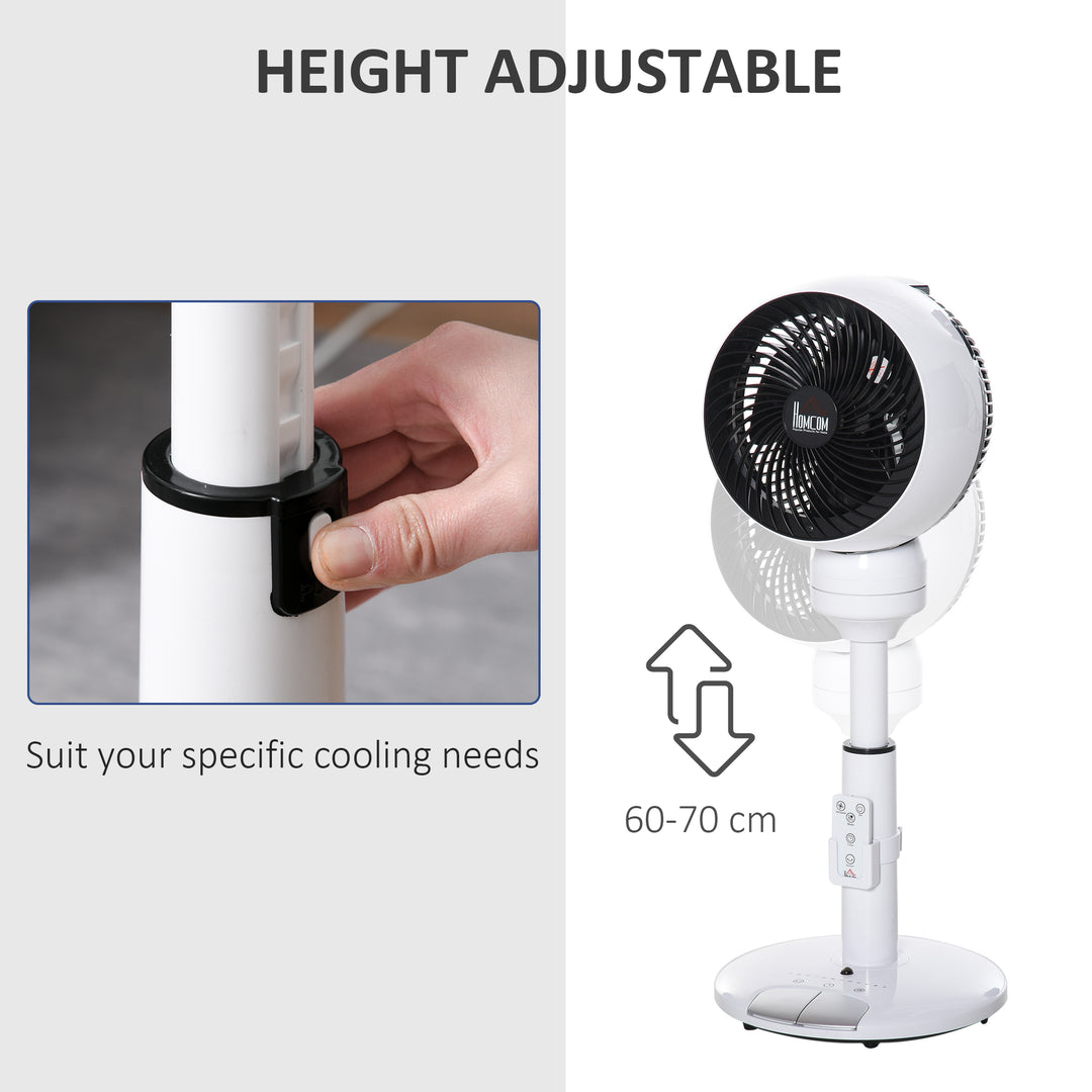 HOMCOM 28'' Air Circulator Fan 3 Speed 3 Mode, 70° Oscillation 90° Vertical Tilt, Height Adjustable, Remote Controller, Black & White | Aosom UK