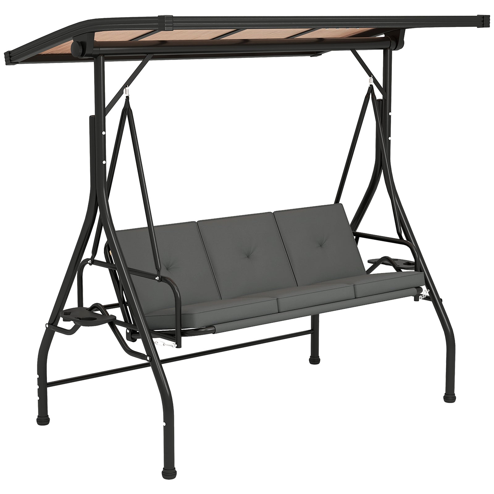 Convertible Three-Seater Swing Bench Bed - Dark Grey