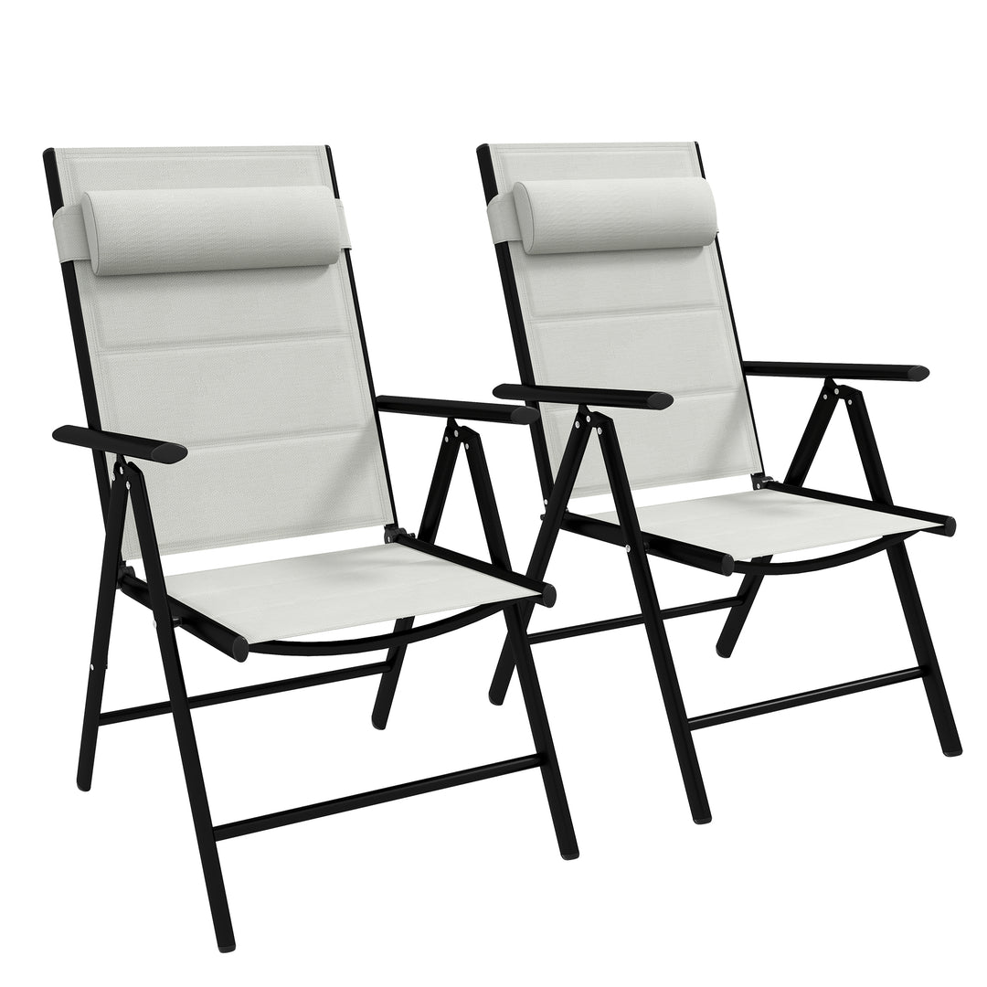 Set of Two Padded Garden Chairs - Light Grey