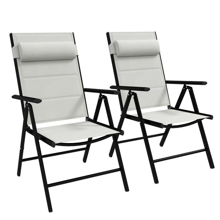 Set of Two Padded Garden Chairs - Light Grey