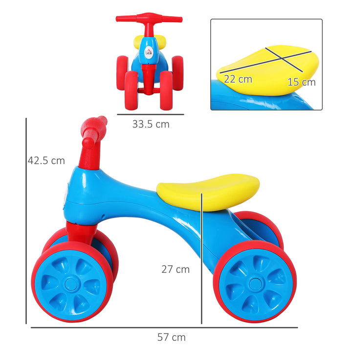 MCL Baby Balance Bike Toddler Training Walker Smooth Rubber Wheels Ride on Toy Storage Bin Gift for Boys Girls Blue Red