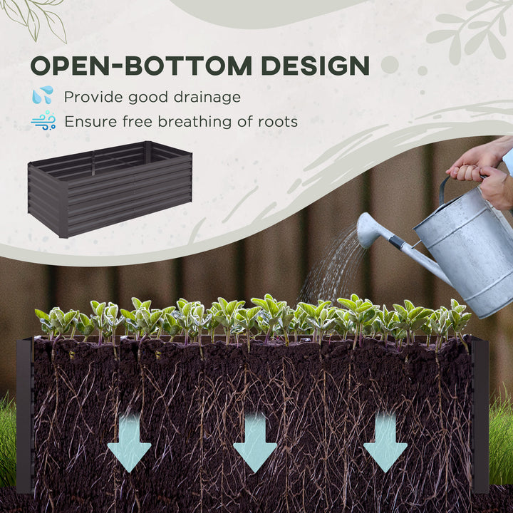 Set of 2 Raised Beds for Garden, Galvanised Steel Outdoor Planters with Multi-reinforced Rods for Vegetables, Plants, Flowers and Herbs, 180 x 90 x 59 cm, Dark Grey
