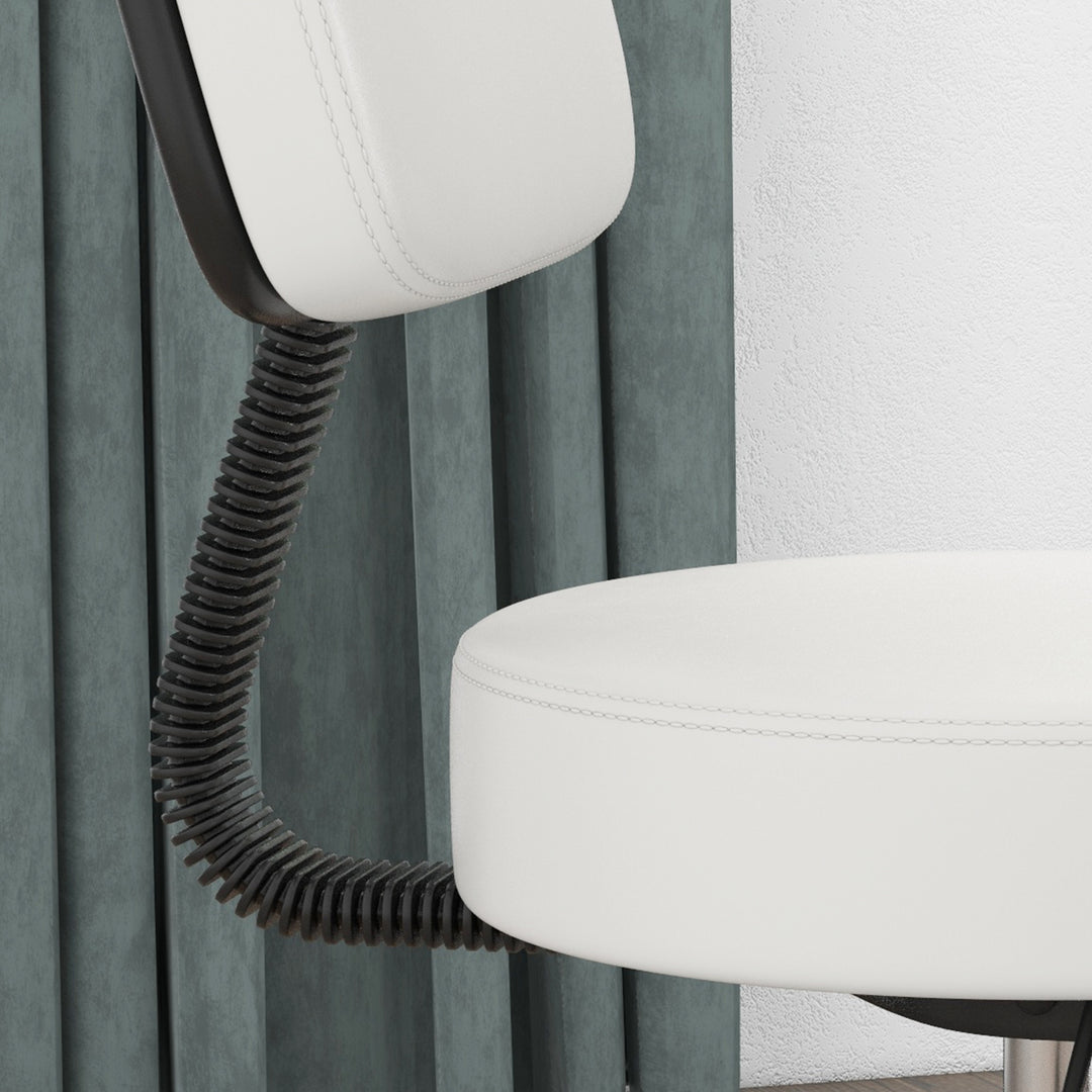 Beautician's Swivel Salon Chair w/ Padded Seat Back 5 Wheels Adjustable Height Salon Hairdressers Tattoo Spa Rolling Cushion Professional 48cm White