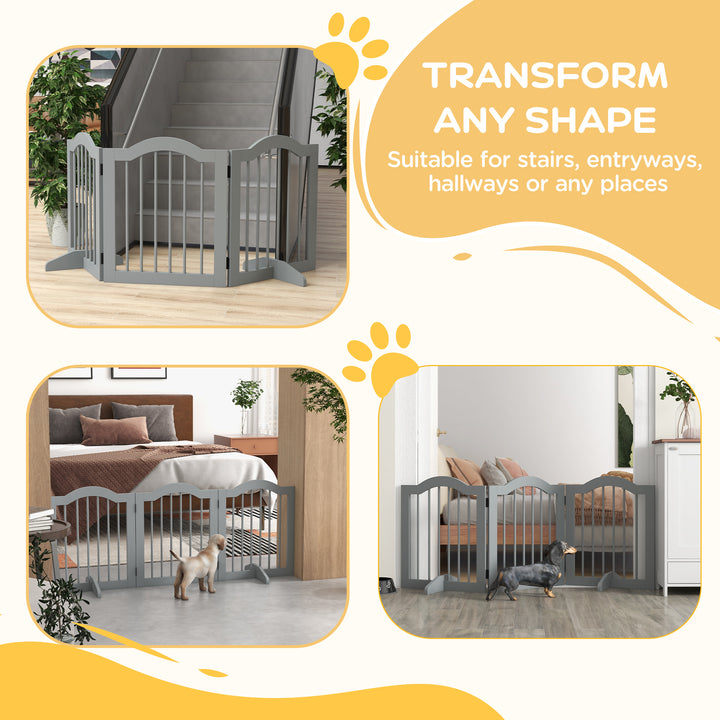 3 Panels Dog Gate w/ Support Feet Fence Safety Barrier Freestanding Wo