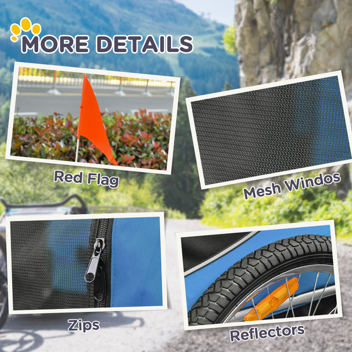 MCL Steel Dog Bike Trailer Pet Cart Carrier for Bicycle Kit Water Resistant with Hitch Coupler Travel Black and Blue