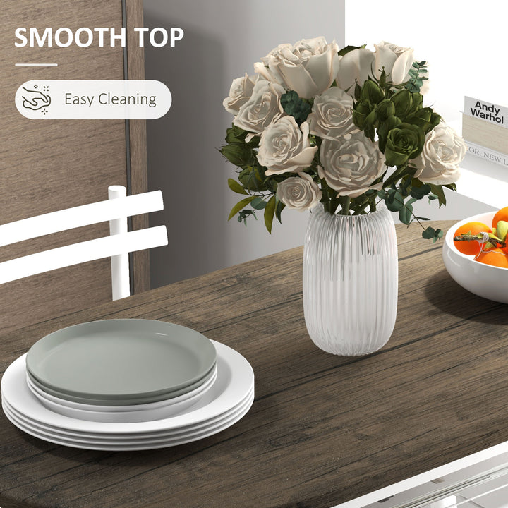 MCL 3-Piece Dining Table and Chairs Set, Oval Kitchen Table with 2 Chairs, with Wire Storage Shelf and Steel Frame, Natural