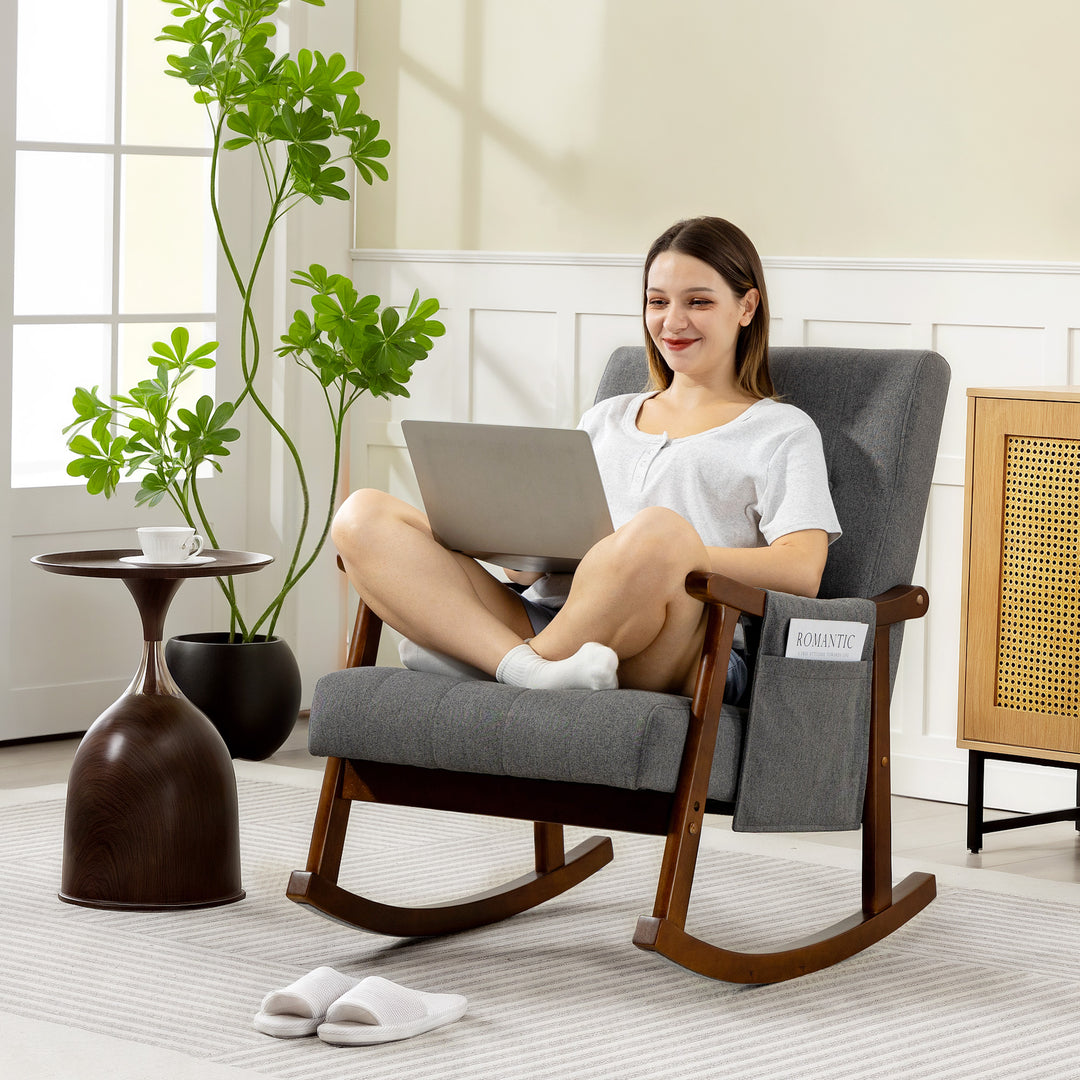 MCL Wood Frame Rocking Accent Chair - Grey