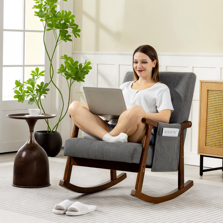 MCL Wood Frame Rocking Accent Chair - Grey