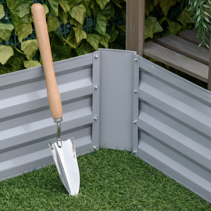 Set of 2 291L Raised Garden Bed, Elevated Galvanised Planter Box for Flowers, Herbs, 100x100x30cm, Grey