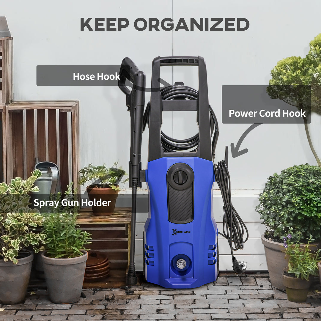 DURHAND High Pressure Washer, 150 Bar Pressure, 510 L/h Flow, 1800W, High-Performance Portable Power Jet Wash Cleaner, Blue