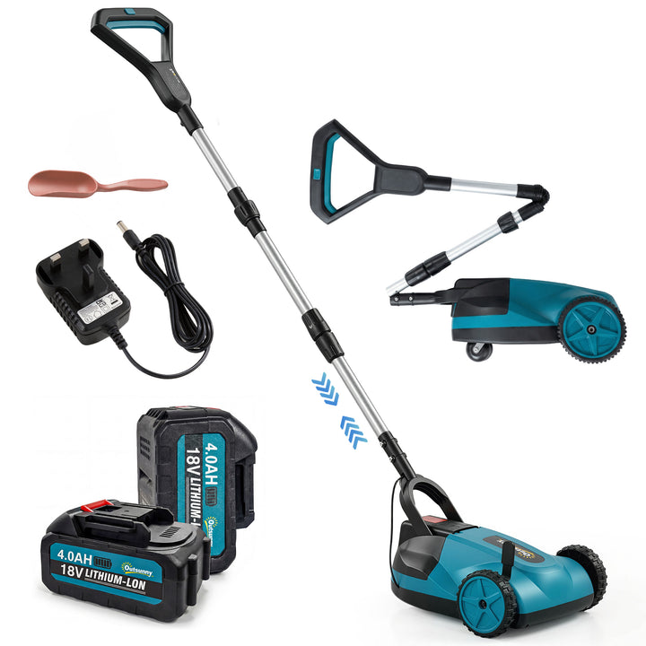 18V Cordless Lawnmower with 2 x 4Ah Batteries &amp; Charger, Battery Lawn 