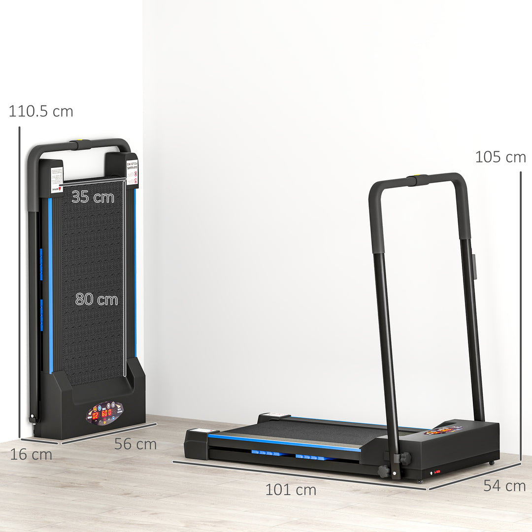 Folding Motorised Home Treadmill Walking Machine with LCD Monitor, Blue