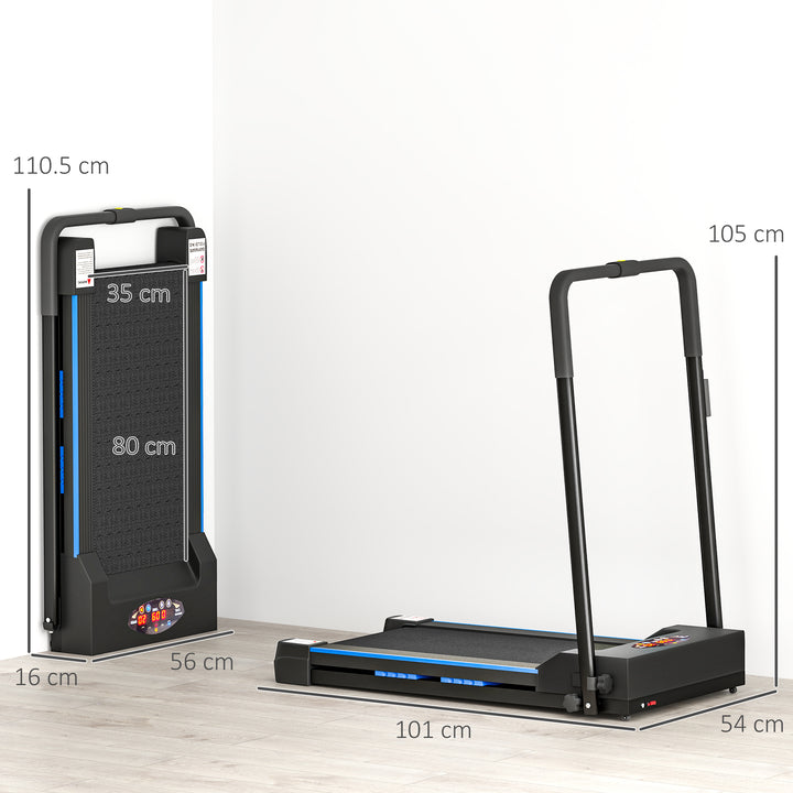 Folding Motorised Home Treadmill Walking Machine with LCD Monitor, Blue