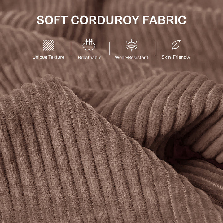 Modern 3 Seater Sofa with Spring Cushion, 212 cm Fabric Jumbo Cord Sofa Couch with 2 Scatter Cushions, Upholstered Corduroy Settee for Living Room, Bedroom, Home Office, Coffee
