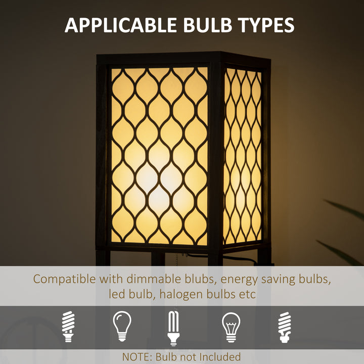 Floor Lamp with Shelves, Dual Light, Modern Tall Standing Lamps for Living Room, Bedroom, with Chain Switch, Bulb not Included, Black