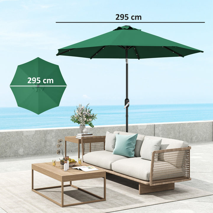 3 m Replacement Parasol Canopy with Top Vent, UPF 50+ Garden Parasol Replacement Canopy, 8 Rib Parasol Cover Replacement Fits Various Frames, Green