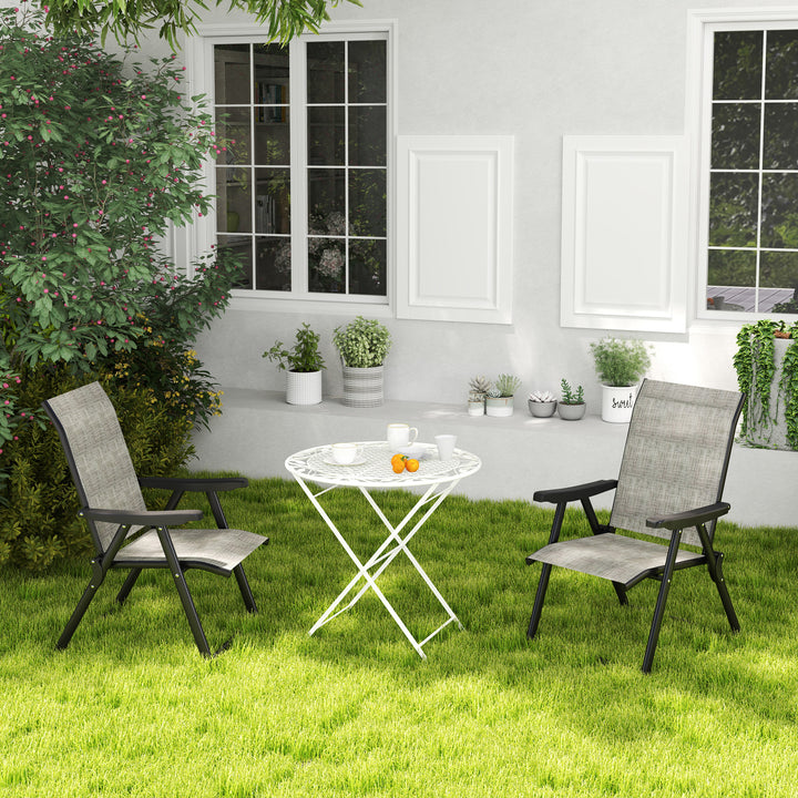 Set of Two Folding Outdoor Chairs - Black/Grey