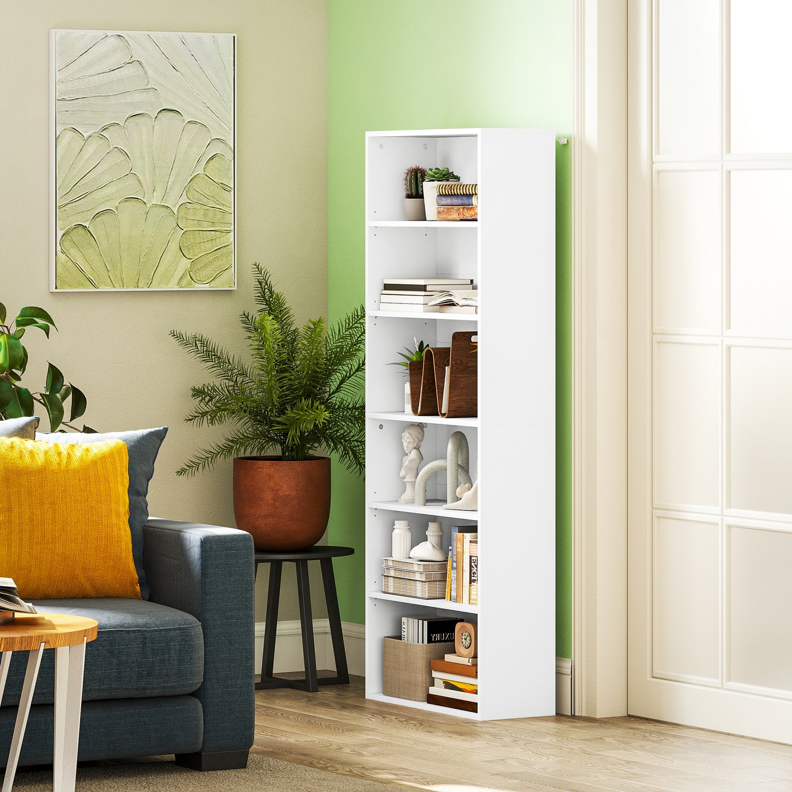 Six Shelf Bookcase - White