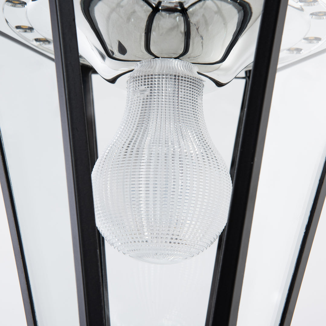1.9M Garden Lamp Post Light, IP44 Outdoor LED Solar Powered Lantern Lamp with Decorative Bulb, Aluminium Frame for Patio, Pathway and Walkway, Black
