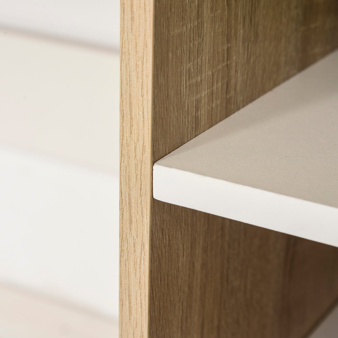 MCL Computer Desk, Writing Desk with 3-Tier Storage Shelf, Work Table for Home Office, Study, Living Room, Oak and White