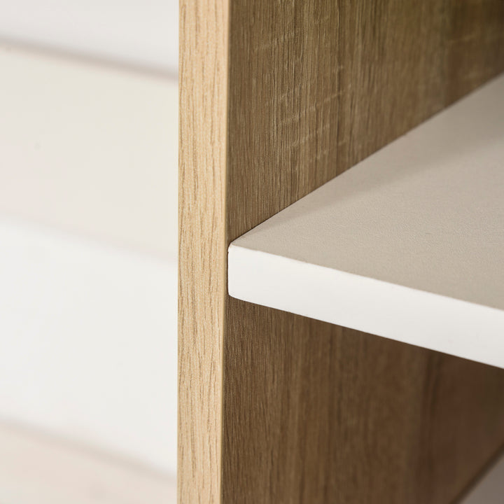 MCL Computer Desk, Writing Desk with 3-Tier Storage Shelf, Work Table for Home Office, Study, Living Room, Oak and White