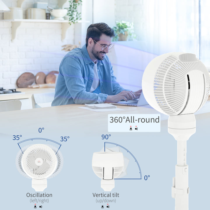 9'' Air Circulator Fan 3 Speed 3 Mode, 70° Oscillation 90° Vertical Tilt, Remote Controller, for Living Room, Bedroom, Office, White