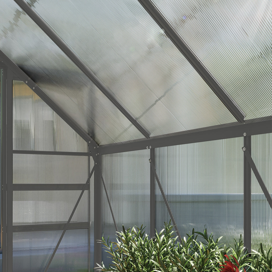 Outsunny 190 x 253 cm Walk-In Polycarbonate Greenhouse - Dark Grey