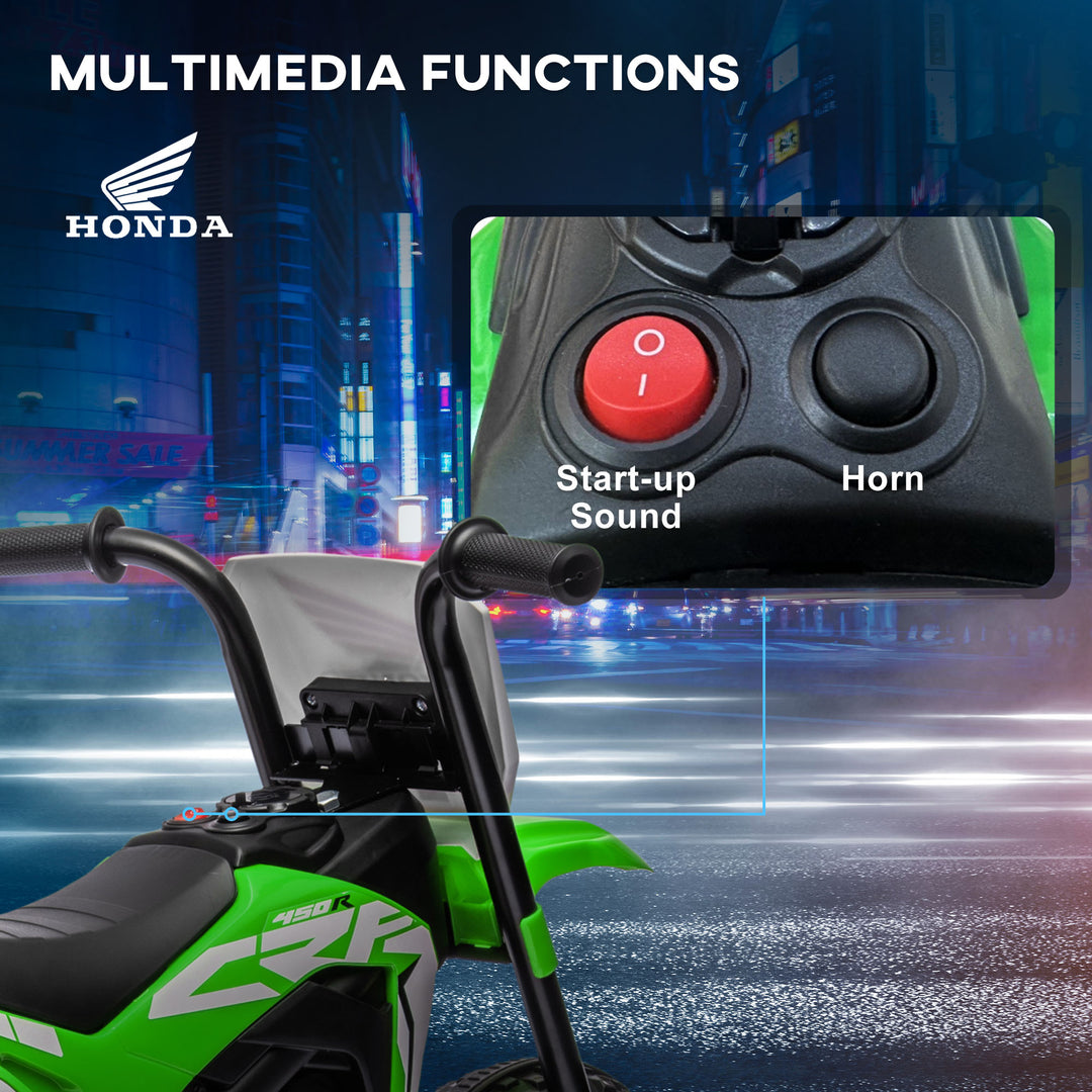 6V Kids Motorbike, Three-Wheel Kids Electric Bike with Horn, Startup Sound for Ages 18-36 Months - Green