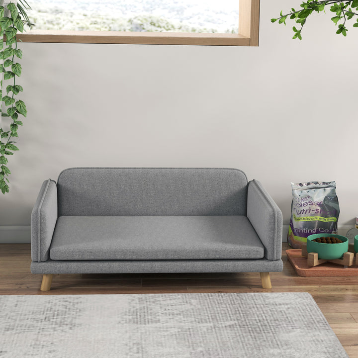 Pet Sofa for Medium Dogs, with Water-Resistant Fabric, Four Legs - Grey
