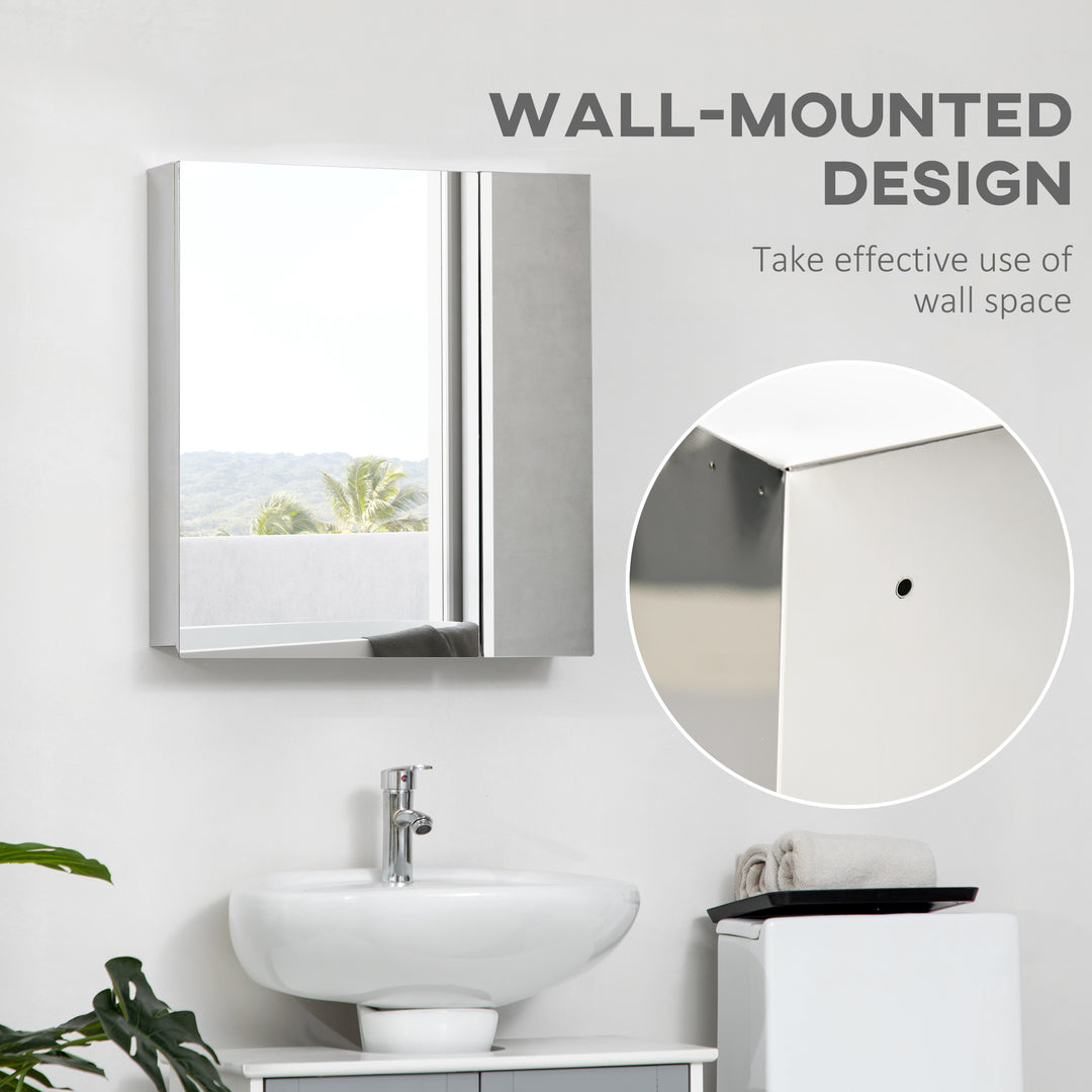 Bathroom Mirror Cabinet, Wall Mounted Medicine Cabinet with Hinged Door, Storage Shelves for Laundry Room