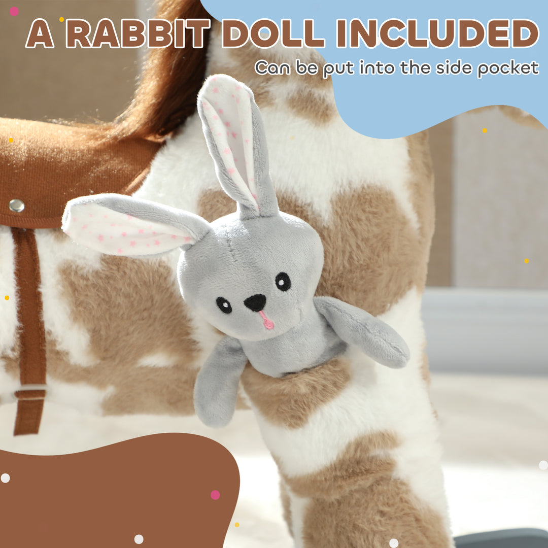 Baby Rocking Horse, Plush Animal Rocker with Realistic Sound and Toy, Rocking Toy Chair for Kids Aged 2-5