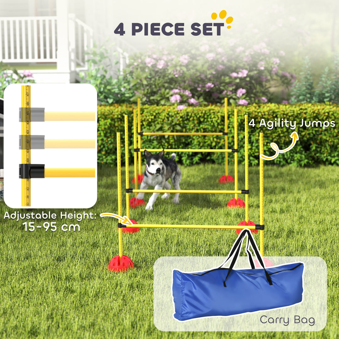 4-piece Dog Agility Equipment with 4 Hurdles, Bag for Jump, Training, Yellow