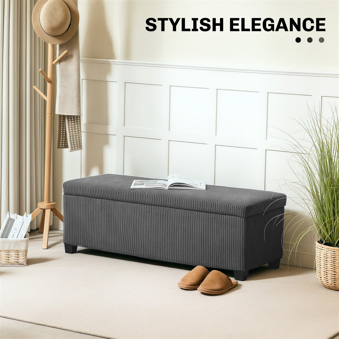84L Corduroy Storage Ottoman - Grey