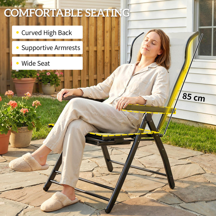 Reclining Garden Chairs Set of 2, 5-Position Folding Sun Loungers with