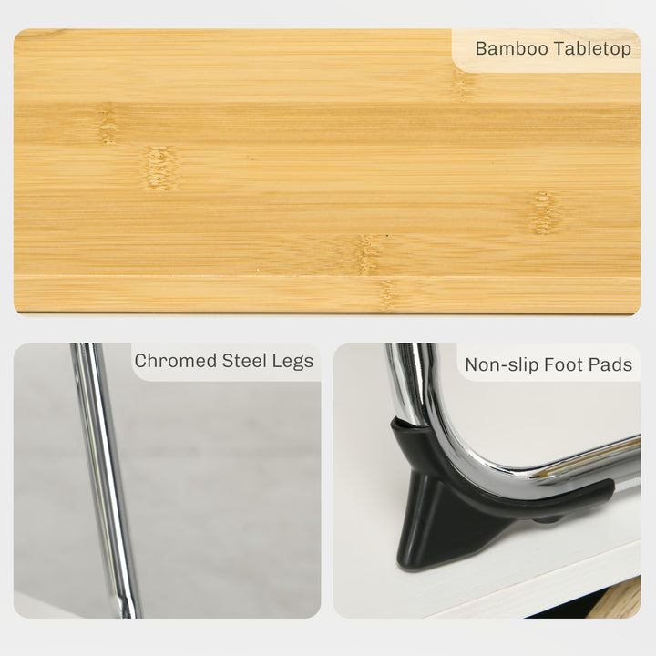 Portable Bamboo Top Wine and Glass Picnic Table