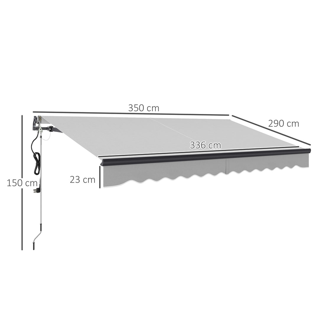 3.5 x 3(m) Electric Awning with Remote Controller, Aluminium Frame DIY Retractable Awning, UPF30+ Sun Shade Canopy for Garden Patio Deck Door Window, Light Grey