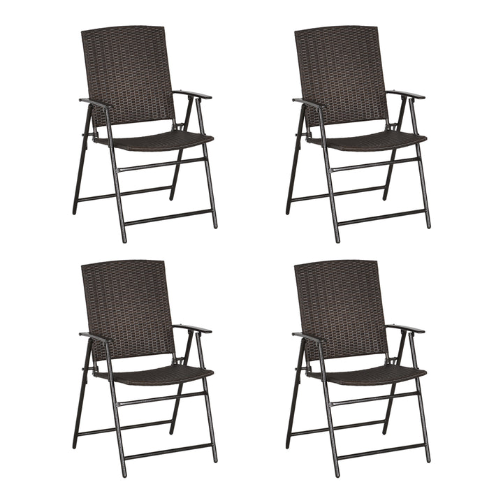 MCL Set of Four Folding Rattan Seat Chairs - Brown